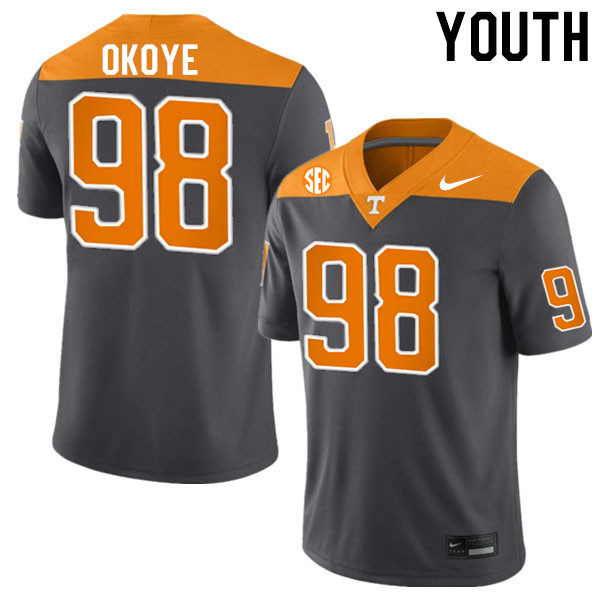 Youth #98 Emmanuel Okoye Tennessee Volunteers College Football Jerseys Stitched-Anthracite